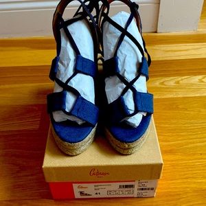 Castaner blue wedge strappy espadrilles 41 NIB new